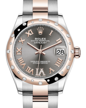 Rolex Lady-Datejust 31 Rose Gold/Steel Rhodium Roman Diamond VI Dial & Domed Set with Diamonds Bezel Oyster Bracelet 278341RBR