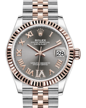 Rolex Lady-Datejust 31 Rose Gold/Steel Rhodium Roman Diamond VI Dial & Fluted Bezel Jubilee Bracelet 278271 - Fresh - NY WATCH LAB 
