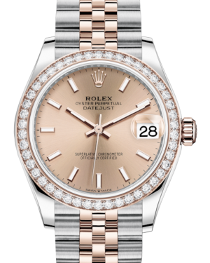 Rolex Lady-Datejust 31 Rose Gold/Steel Rose Index Dial & Diamond Bezel Jubilee Bracelet 278381RBR