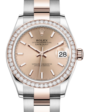 Rolex Lady-Datejust 31 Rose Gold/Steel Rose Index Dial & Diamond Bezel Oyster Bracelet 278381RBR
