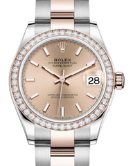 Rolex Lady-Datejust 31 Rose Gold/Steel Rose Index Dial & Diamond Bezel Oyster Bracelet 278381RBR