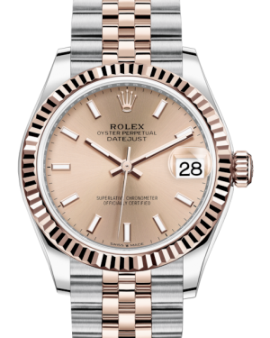 Rolex Lady-Datejust 31 Rose Gold/Steel Rose Index Dial & Fluted Bezel Jubilee Bracelet 278271 - Fresh - NY WATCH LAB 