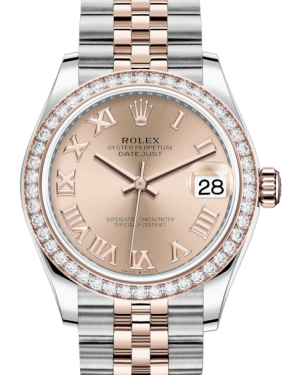 Rolex Lady-Datejust 31 Rose Gold/Steel Rose Roman Dial & Diamond Bezel Jubilee Bracelet 278381RBR