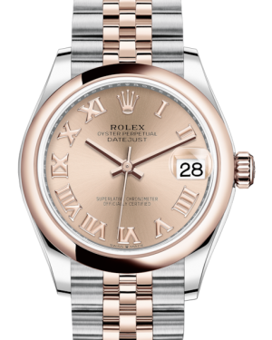 Rolex Lady-Datejust 31 Rose Gold/Steel Rose Roman Dial & Smooth Domed Bezel Jubilee Bracelet 278241 - Fresh - NY WATCH LAB 