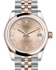 Rolex Lady-Datejust 31 Rose Gold/Steel Rose Roman Dial & Smooth Domed Bezel Jubilee Bracelet 278241 - Fresh - NY WATCH LAB 