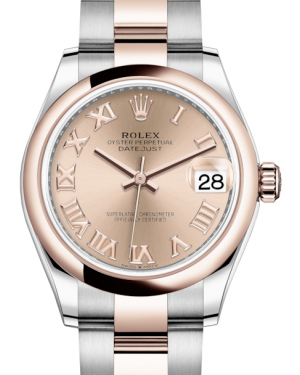 Rolex Lady-Datejust 31 Rose Gold/Steel Rose Roman Dial & Smooth Domed Bezel Oyster Bracelet 278241 - Fresh - NY WATCH LAB 