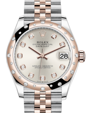Rolex Lady-Datejust 31 Rose Gold/Steel Silver Diamond Dial & Domed Set with Diamonds Bezel Jubilee Bracelet 278341RBR
