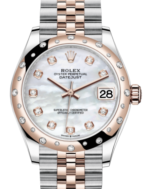 Rolex Lady-Datejust 31 Rose Gold/Steel White Mother of Pearl Diamond Dial & Domed Set with Diamonds Bezel Jubilee Bracelet 278341RBR