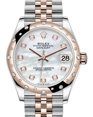 Rolex Lady-Datejust 31 Rose Gold/Steel White Mother of Pearl Diamond Dial & Domed Set with Diamonds Bezel Jubilee Bracelet 278341RBR