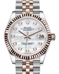 Rolex Lady-Datejust 31 Rose Gold/Steel White Mother of Pearl Diamond Dial & Fluted Bezel Jubilee Bracelet 278271