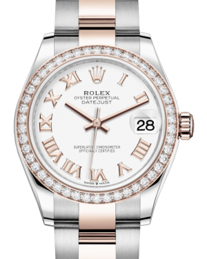 Rolex Lady-Datejust 31 Rose Gold/Steel White Roman Dial & Diamond Bezel Oyster Bracelet 278381RBR