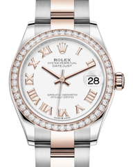 Rolex Lady-Datejust 31 Rose Gold/Steel White Roman Dial & Diamond Bezel Oyster Bracelet 278381RBR