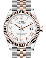 Rolex Lady-Datejust 31 Rose Gold/Steel White Roman Dial & Fluted Bezel Jubilee Bracelet 278271 - Fresh - NY WATCH LAB 