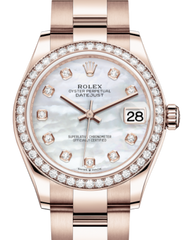 Rolex Lady-Datejust 31 Rose Gold White Mother of Pearl Diamond Dial & Diamond Bezel Oyster Bracelet 278285RBR
