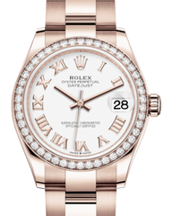 Rolex Lady-Datejust 31 Rose Gold White Roman Dial & Diamond Bezel Oyster Bracelet 278285RBR