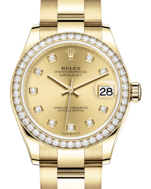 Rolex Lady-Datejust 31 Yellow Gold Champagne Diamond Dial & Diamond Bezel Oyster Bracelet 278288RBR