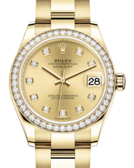 Rolex Lady-Datejust 31 Yellow Gold Champagne Diamond Dial & Diamond Bezel Oyster Bracelet 278288RBR