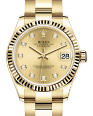 Rolex Lady-Datejust 31 Yellow Gold Champagne Diamond Dial & Fluted Bezel Oyster Bracelet 278278