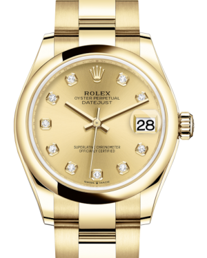 Rolex Lady-Datejust 31 Yellow Gold Champagne Diamond Dial & Smooth Domed Bezel Oyster Bracelet 278248