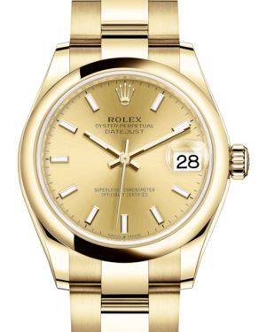 Rolex Lady-Datejust 31 Yellow Gold Champagne Index Dial & Smooth Domed Bezel Oyster Bracelet 278248