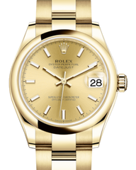 Rolex Lady-Datejust 31 Yellow Gold Champagne Index Dial & Smooth Domed Bezel Oyster Bracelet 278248