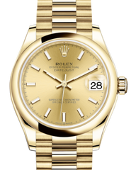 Rolex Lady-Datejust 31 Yellow Gold Champagne Index Dial & Smooth Domed Bezel President Bracelet 278248