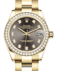 Rolex Lady-Datejust 31 Yellow Gold Dark Grey Diamond Dial & Diamond Bezel Oyster Bracelet 278288RBR