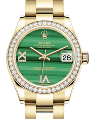 Rolex Lady-Datejust 31 Yellow Gold Malachite Roman Diamond VI Dial & Diamond Bezel Oyster Bracelet 278288RBR