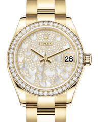 Rolex Lady-Datejust 31 Yellow Gold Mother of Pearl Butterfly Diamond Paved Dial & Diamond Bezel Oyster Bracelet 278288RBR
