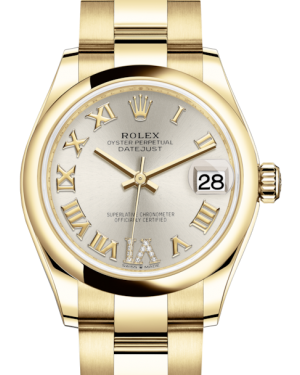 Rolex Lady-Datejust 31 Yellow Gold Silver Roman Diamond VI Dial & Smooth Domed Bezel Oyster Bracelet 278248