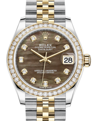 Rolex Lady-Datejust 31 Yellow Gold/Steel Black Mother of Pearl Diamond Dial & Diamond Bezel Jubilee Bracelet 278383RBR