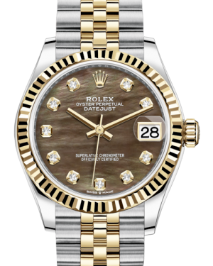 Rolex Lady-Datejust 31 Yellow Gold/Steel Black Mother of Pearl Diamond Dial & Fluted Bezel Jubilee Bracelet 278273
