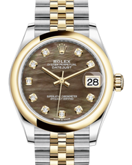 Rolex Lady-Datejust 31 Yellow Gold/Steel Black Mother of Pearl Diamond Dial & Smooth Domed Bezel Jubilee Bracelet 278243 - Fresh - NY WATCH LAB 