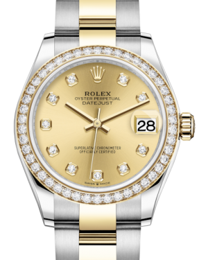 Rolex Lady-Datejust 31 Yellow Gold/Steel Champagne Diamond Dial & Diamond Bezel Oyster Bracelet 278383RBR
