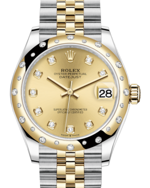 Rolex Lady-Datejust 31 Yellow Gold/Steel Champagne Diamond Dial & Domed Set with Diamonds Bezel Jubilee Bracelet 278343RBR