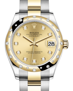 Rolex Lady-Datejust 31 Yellow Gold/Steel Champagne Diamond Dial & Domed Set with Diamonds Bezel Oyster Bracelet 278343RBR