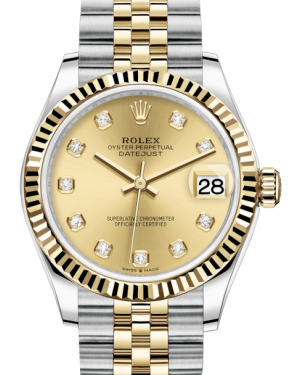 Rolex Lady-Datejust 31 Yellow Gold/Steel Champagne Diamond Dial & Fluted Bezel Jubilee Bracelet 278273 - Fresh - NY WATCH LAB 