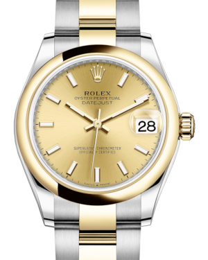 Rolex Lady-Datejust 31 Yellow Gold/Steel Champagne Index Dial & Smooth Domed Bezel Oyster Bracelet 278243 - Fresh - NY WATCH LAB 