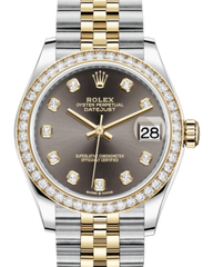 Rolex Lady-Datejust 31 Yellow Gold/Steel Dark Grey Diamond Dial & Diamond Bezel Jubilee Bracelet 278383RBR