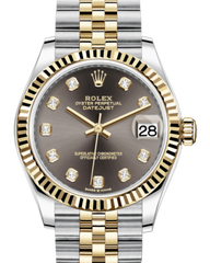 Rolex Lady-Datejust 31 Yellow Gold/Steel Dark Grey Diamond Dial & Fluted Bezel Jubilee Bracelet 278273 - Fresh - NY WATCH LAB 