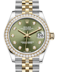 Rolex Lady-Datejust 31 Yellow Gold/Steel Olive Green Diamond Dial & Diamond Bezel Jubilee Bracelet 278383RBR