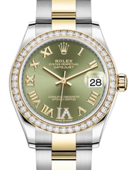Rolex Lady-Datejust 31 Yellow Gold/Steel Olive Green Roman Diamond VI Dial & Diamond Bezel Oyster Bracelet 278383RBR