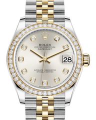 Rolex Lady-Datejust 31 Yellow Gold/Steel Silver Diamond Dial & Diamond Bezel Jubilee Bracelet 278383RBR