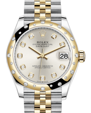 Rolex Lady-Datejust 31 Yellow Gold/Steel Silver Diamond Dial & Domed Set with Diamonds Bezel Jubilee Bracelet 278343RBR
