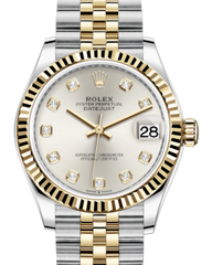 Rolex Lady-Datejust 31 Yellow Gold/Steel Silver Diamond Dial & Fluted Bezel Jubilee Bracelet 278273 - Fresh - NY WATCH LAB 