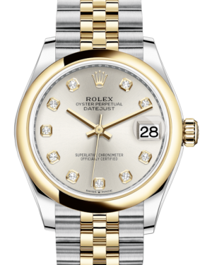 Rolex Lady-Datejust 31 Yellow Gold/Steel Silver Diamond Dial & Smooth Domed Bezel Jubilee Bracelet 278243 - Fresh - NY WATCH LAB 