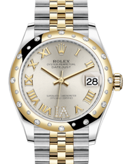 Rolex Lady-Datejust 31 Yellow Gold/Steel Silver Roman Diamond VI Dial & Domed Set with Diamonds Bezel Jubilee Bracelet 278343RBR