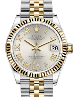 Rolex Lady-Datejust 31 Yellow Gold/Steel Silver Roman Diamond VI Dial & Fluted Bezel Jubilee Bracelet 278273 - Fresh - NY WATCH LAB 