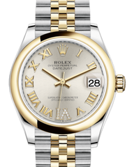 Rolex Lady-Datejust 31 Yellow Gold/Steel Silver Roman Diamond VI Dial & Smooth Domed Bezel Jubilee Bracelet 278243 - Fresh - NY WATCH LAB 