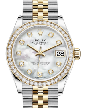 Rolex Lady-Datejust 31 Yellow Gold/Steel White Mother of Pearl Diamond Dial & Diamond Bezel Jubilee Bracelet 278383RBR